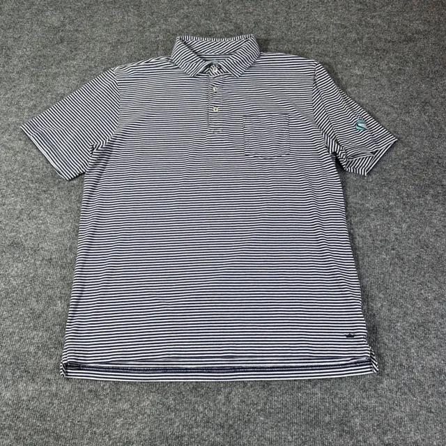 Peter Millar Shirt Mens Medium Blue Striped Seaside Wash Stretch Golf Polo M