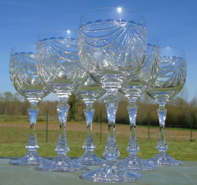 Service de 6 verres à vin rouge en cristal artisanat de Lorraine modèle Gérard