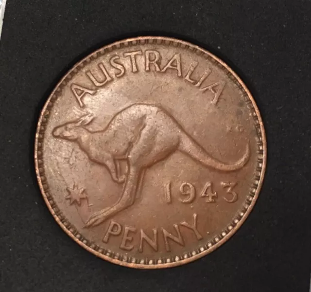 1943 Y. Australian Penny Die Cracks Reverse Error Ghosting (81)