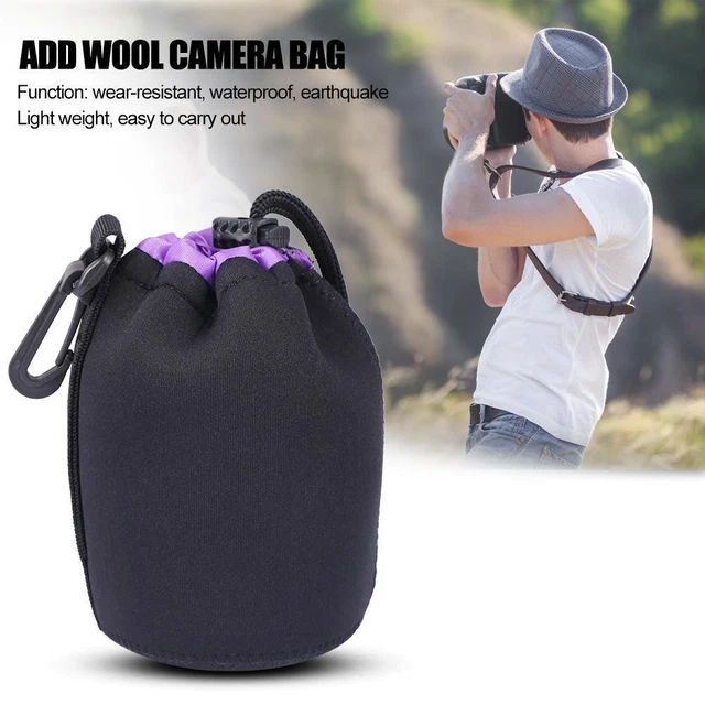 Neoprene Camera Lens Pouch Drawstring Waterproof Shockproof Soft Bag (M)