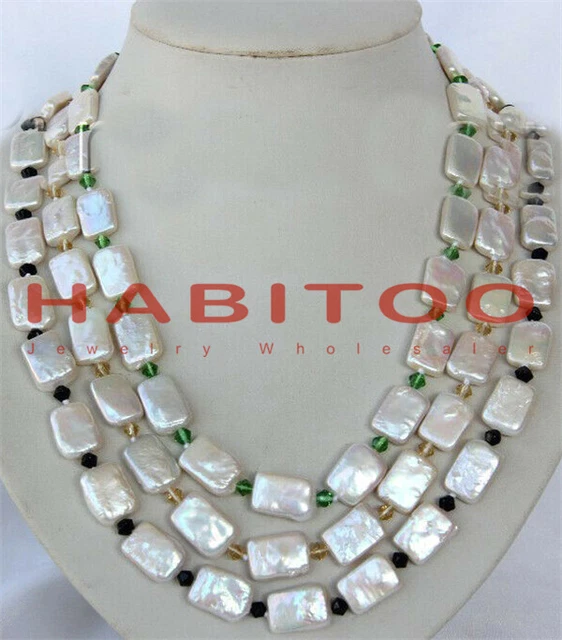 stunning baroque white 10-14mm freshwater cultured pearl necklace 50"