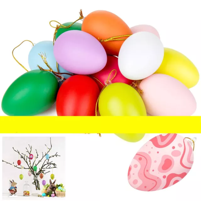 24X Easter Eggs Tree Decoration Plastic Hanging Gift Home Party DIY Drawing