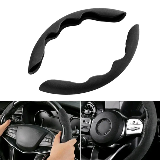 2x Black Car Anti-Skid Plush Steering Wheel Cover For Auto Interior Accessories