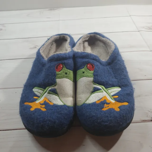 L.L. Bean Comfort Shoes 9 Womens Wool Slippers Slip On Tree Frog Faux Fur Lined