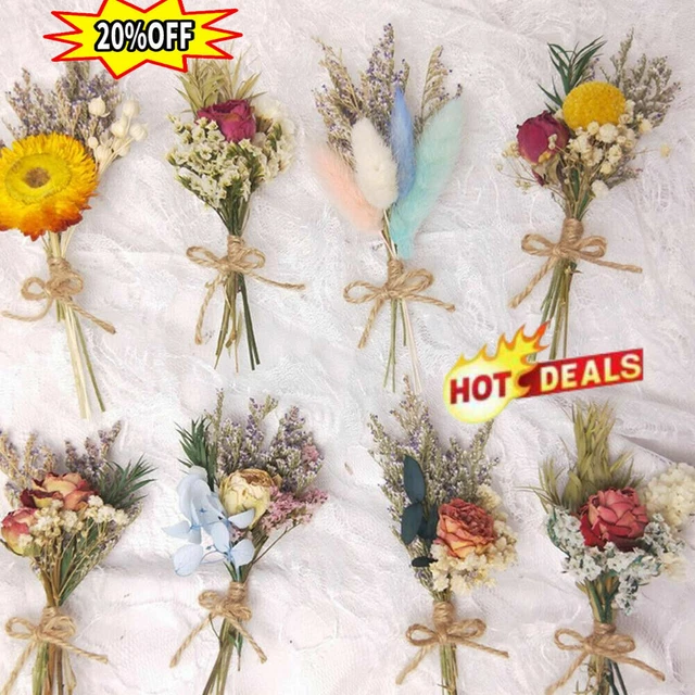 30 Pcs Mini Dried Flower Bouquet Magnets - Wedding Favors DIY Crafts Natural Flower Decor