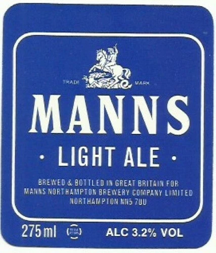 Manns Northampton Brewery Manns Light Ale 275ml Beer Bottle Label