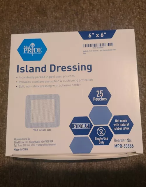 Medpride  Island  WOUND Dressing - Sterile - 6x6   25 ct.