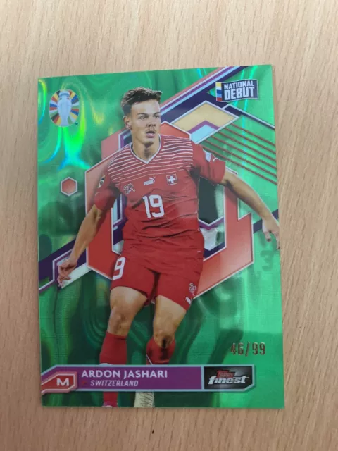 Topps Finest Euro 2024 Ardon Jashari Switzerland Green Parallel /99 Debut Rare