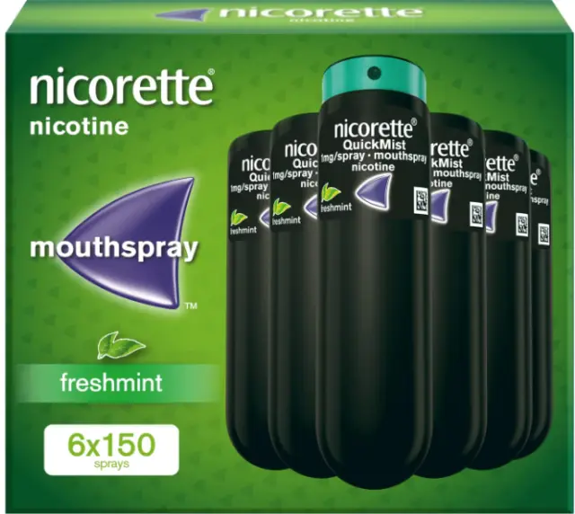 6 x 2 spray Nicorette QuickMist 1 mg/spray menta fresca 12 x 150