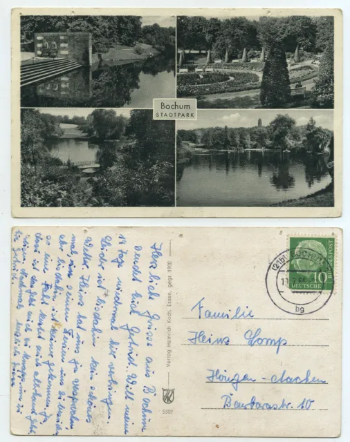 79100 - Bochum - parco cittadino - cartolina, eseguita 9.7.1956