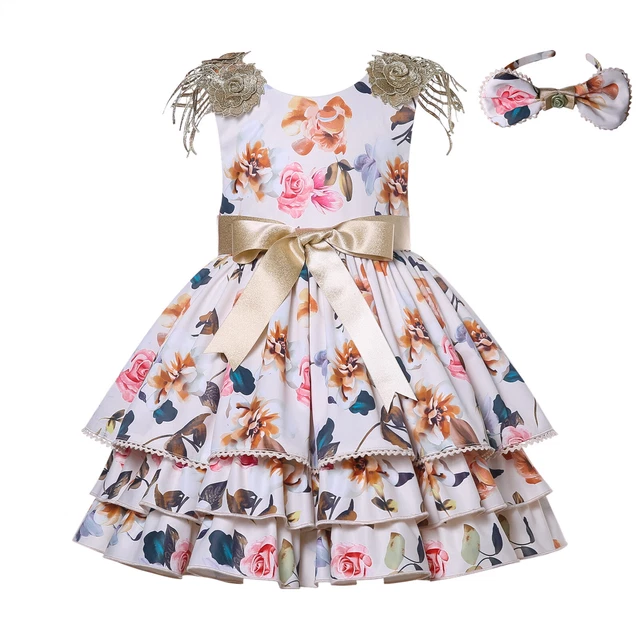Pettigirl Spanish Girls Flower Dresses Layered Party Dress 2 3 4 5 6-7 8-9 10 12