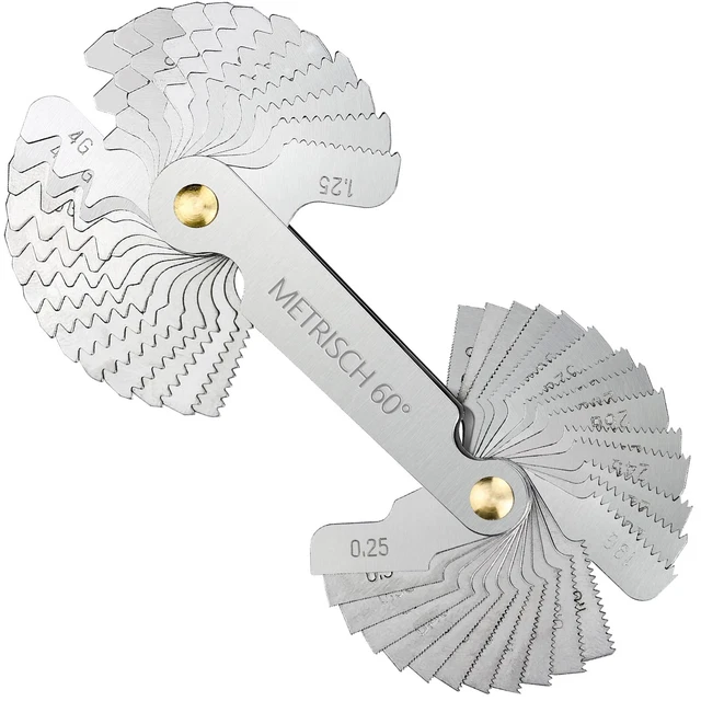 52 Pcs Stainless Steel Thread Gauges Whitworth Imperial 55 Degree, Metr...