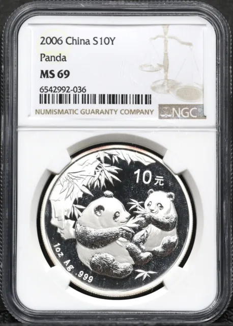 2006 Ngc Ms-69 Ten 10 Yuan One Oz Silver Panda China #2944