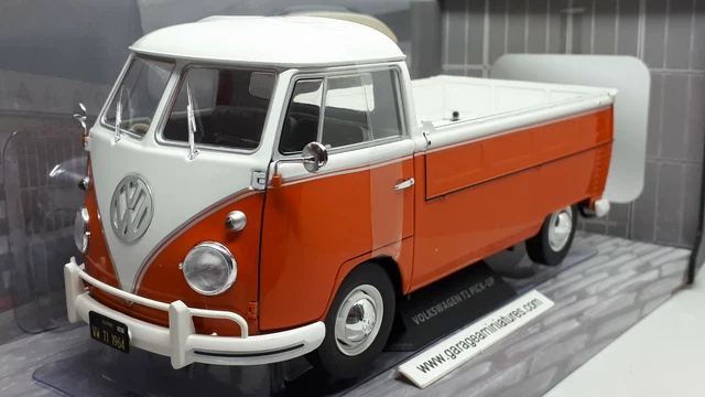 VOLKSWAGEN,T1,PICK-UP,1950,ORANGE/BLANC,SOLIDO,Miniature,collection,ECH:1/18,EME