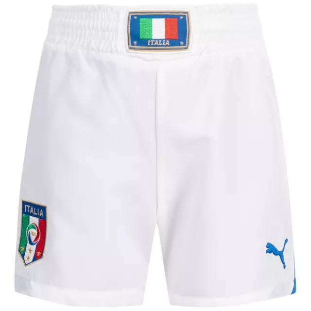 Pantaloncini da calcio FIGC Italia RAGAZZI bianchi casa replica nuovi con etichette Puma taglia 30 14Y
