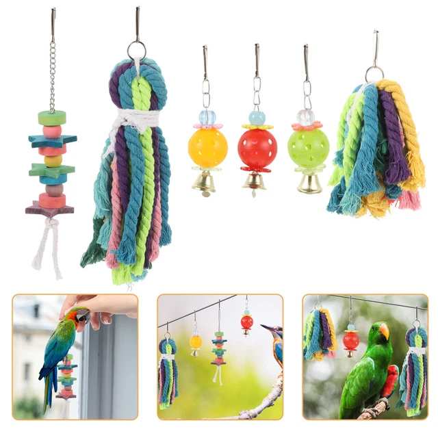 6 pz giocattoli per frantumare uccellini prodotti per piccoli animali domestici legni