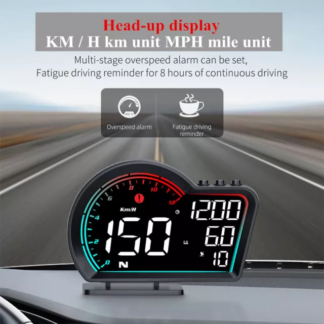 12V Car Digital GPS Speedometer HUD Head Up Display MPH Overspeed Alarm 1PC