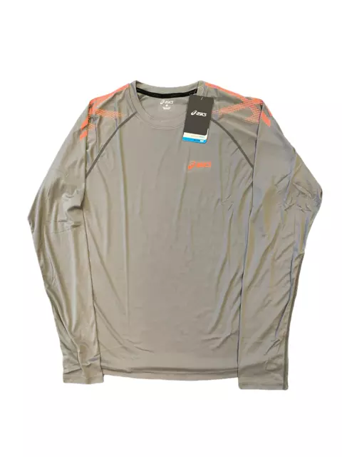 ASICS Men's Running T-Shirt Tiger Long Sleeve Logo Top - Grey - New