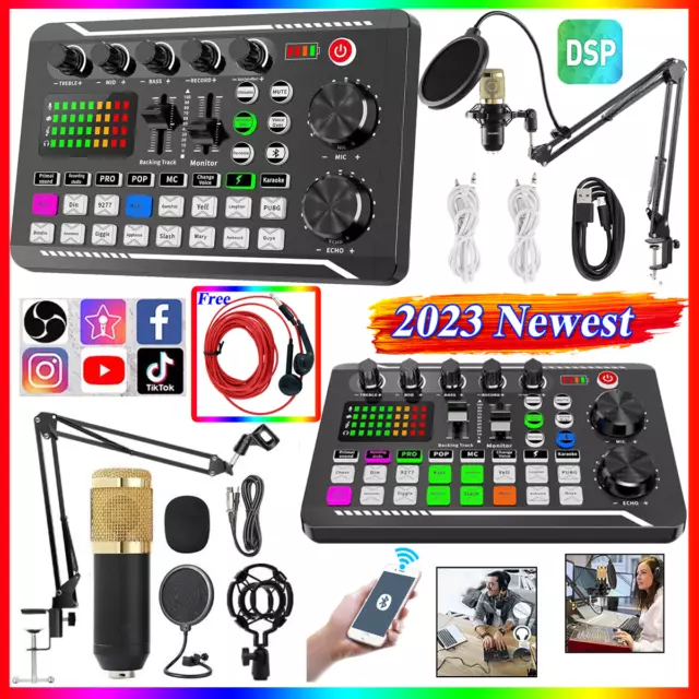 Complete Home Studio Recording Kit Mixer Condenser Microphone for Music Podcast