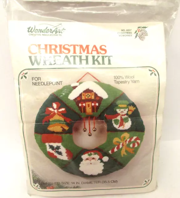 "Kit de corona de Navidad WonderArt #6897 recuerdos de Navidad punta de aguja 14"
