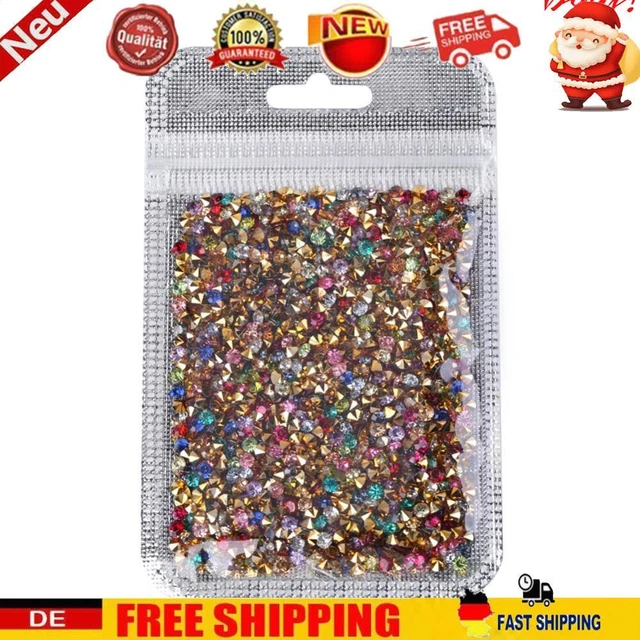 1000 Stück 3 mm Mixed Nail Art Strass Wunderschöne DIY Maniküre Charms (Gold)