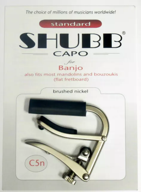 Shubb C5n Brushed Nickel Capo for Banjo/Mandolin, NEW ROLLER DESIGN