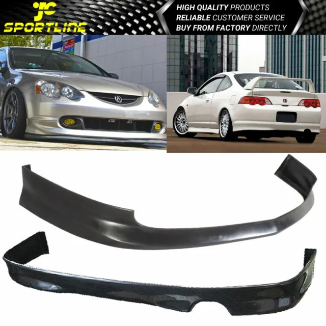 Fits 02-04 Acura RSX Coupe 2Dr Front&Rear Bumper Lip Spoiler Bodykit Black PU
