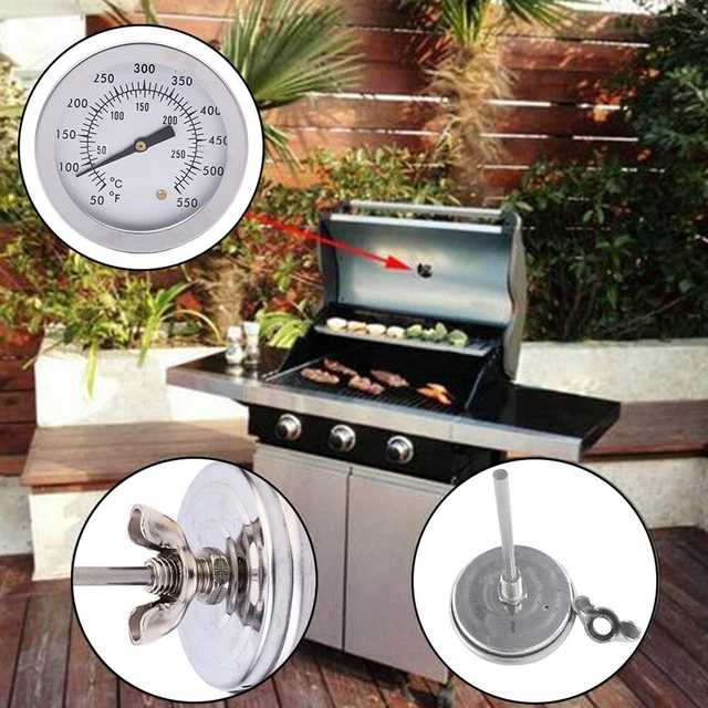 Thermomètre Four Compatible Omnia - Acier Inox, Sonde, Plage 0-400°C, Pour Barbecue, Fumoir, Cuisson