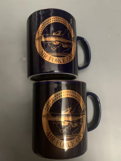 Navy & Gold Air Force One Coffee Mug Coloroll England (Set Of 2)