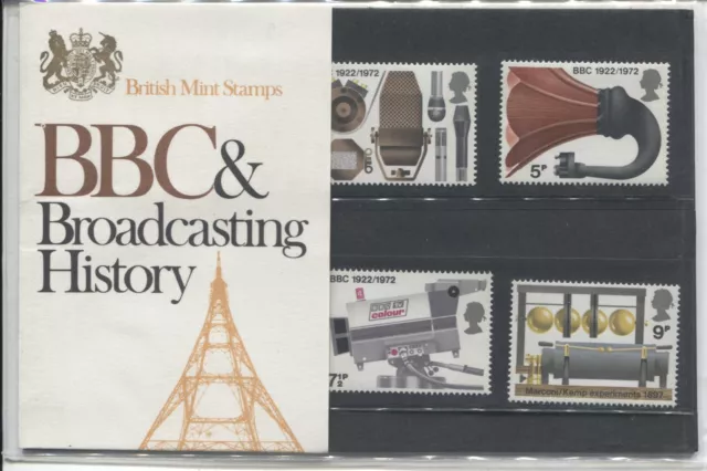 GB 1972 BBC & Broadcasting History Stamps - Presentation Pack No 43 - MNH