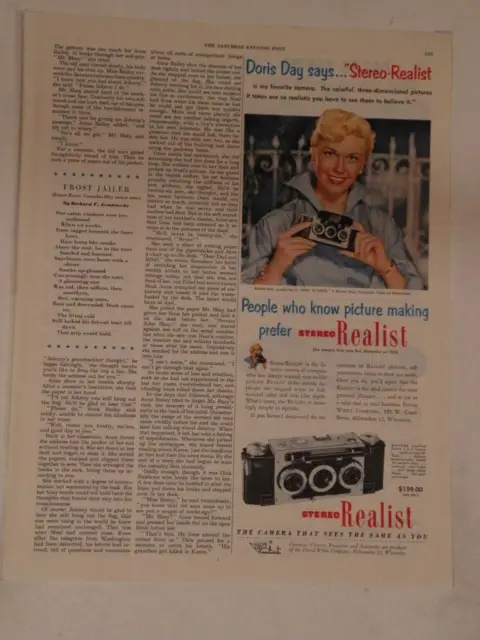 Anuncio de revista* - 1953 - cámara estéreo realista - Doris Day