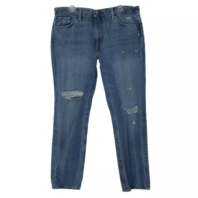 Levis Mens 511 Classic Slim Straight Jeans Blue Distressed Medium Wash 38x32
