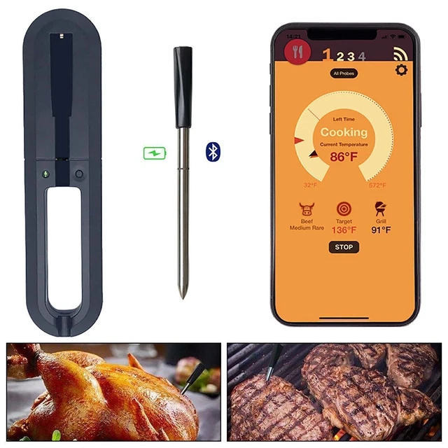 Thermomètre De Cuisine Tactile BBQGO Double Sonde – Cuisson Parfaite Pour Barbecue, Four Et Grillades