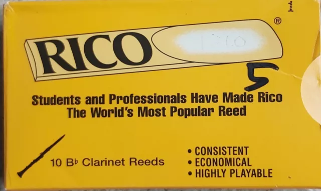 Box of Ten Rico  Strength 1 Bb Clarinet Reeds for Students and Professionals