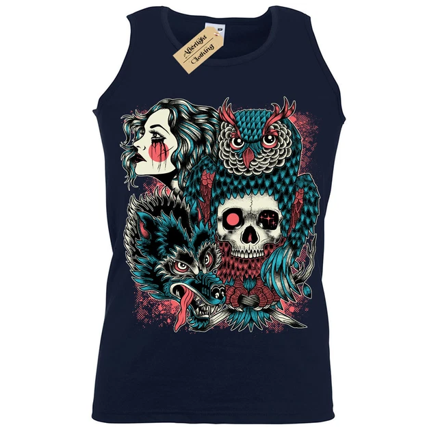 Wild Nativo T-Shirt Tribale Donna Teschio Canotta Uomo