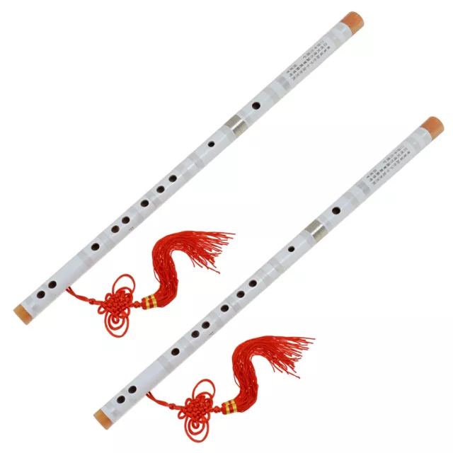 2 Pcs Chinese Bamboo Flute Dizi F Key Traditional Pluggable Instrument White