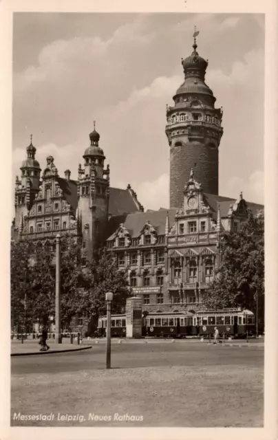 AK Leipzig, Neues Rathaus, Straßenbahn, 1954 (Nr. 1471)