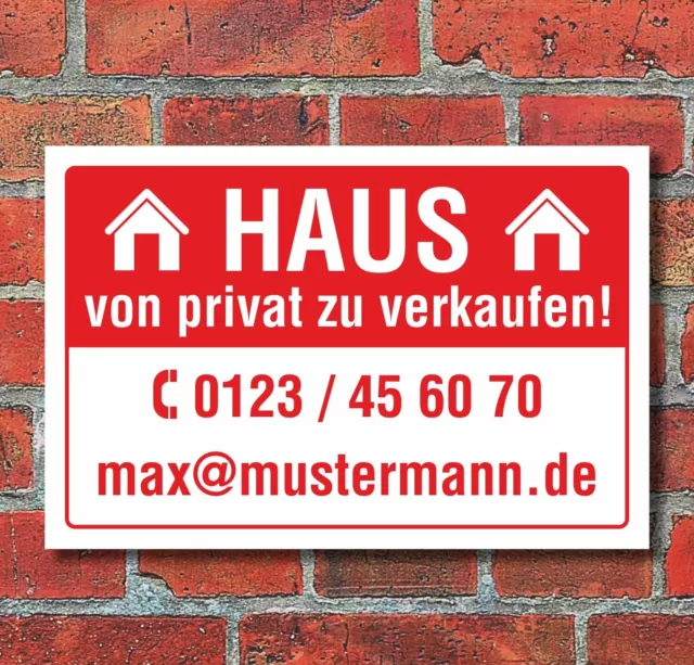 Schild Haus zu verkaufen Privat Wetterfest Alu-Verbund 3 mm