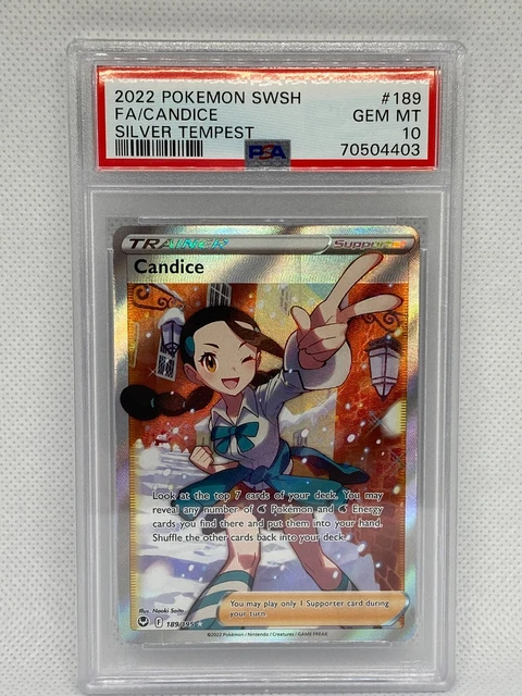 Candice - Silver Tempest 189/195 - PSA GEM MINT 10 - Full Art Trainer - Pokemon