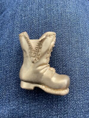 Vintage Solid Brass Antique Victorian Boot Miniature Figurine - Very Detailed