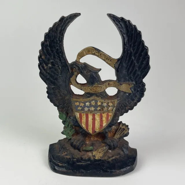 Hubley 665 Pluribus Unum Patriotic Black Cast Iron Eagle Shield American