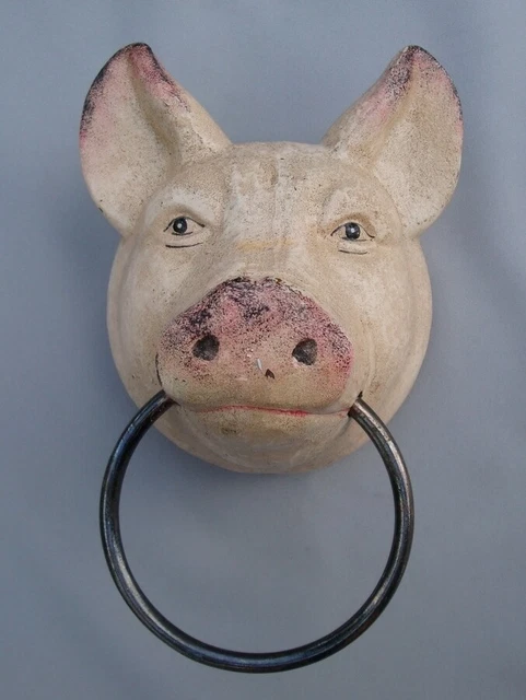 Art Nouveau Style Wall Statue Towel Pig Wildlife Art Deco-German Style Steel