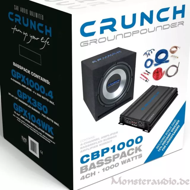 CRUNCH 1000 Watt Bass Set Auto Hifi Komplettanlage Subwoofer Verstärker CBP1000