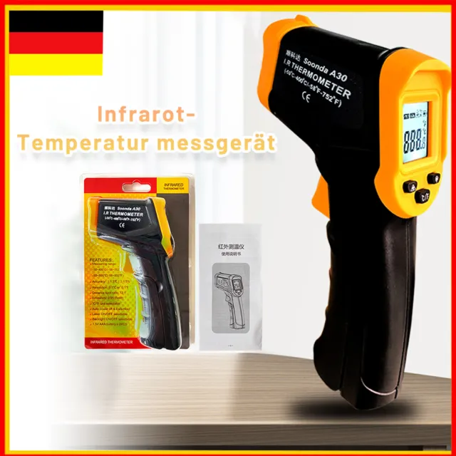 Laser Pyrometer Temperaturmessgerät Infrarot Thermometer Infrarotthermometer Neu