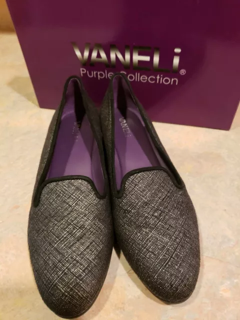 Vaneli womens shoes, Purple collection, sz 9, Pilar Black Levante, Slip on Flats