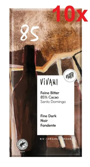 Vivani Feine Bitter 85% Cacao Schokolade vegan bio 10 x 100 g