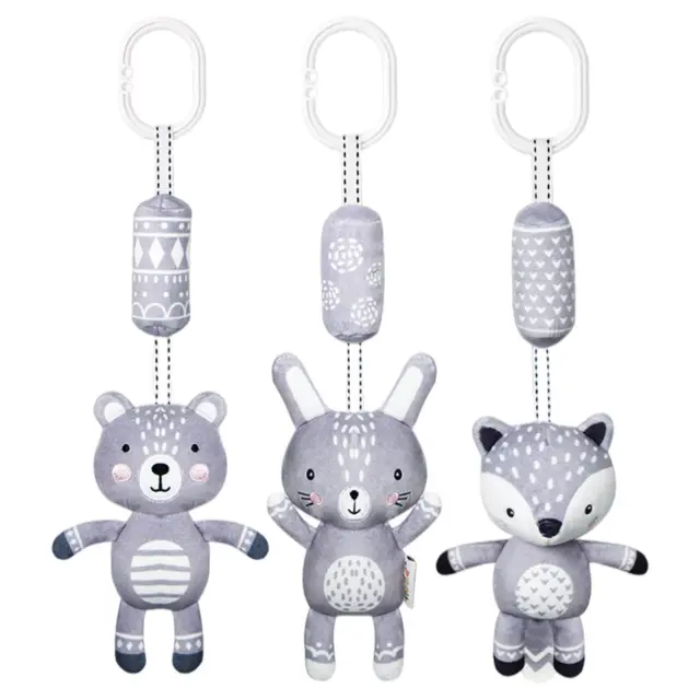 Hanging Plush Stroller Toy Animal Stuffed Hanging Rattle Toys for Baby Boys and