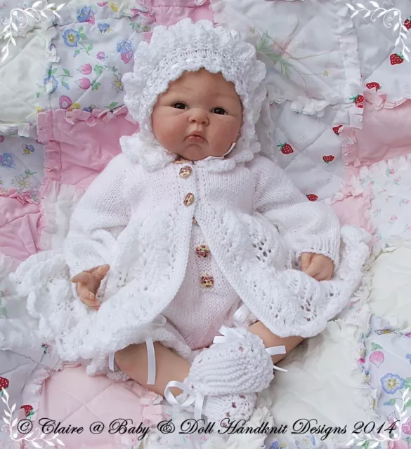 Babydoll Handknit Designs Knitting Pattern Fern Lace 14-24" Doll Or 0-3M Baby