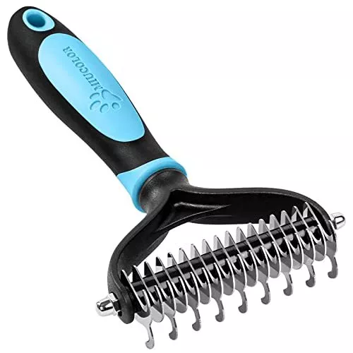 MIU COLOR Pet Grooming Brush, 2 Sided Undercoat Rake for Dogs  Assorted Colors