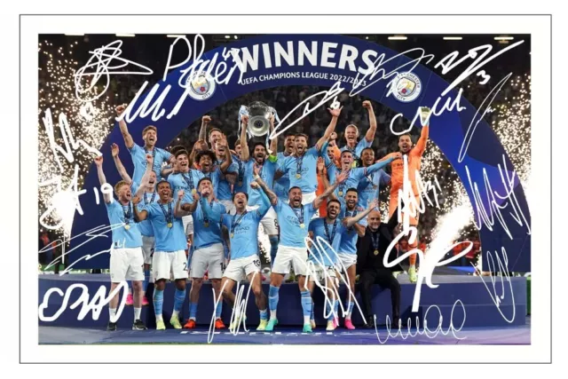 MANCHESTER CITY 2022/23 Champions League Signed Autograph 6x4 PHOTO Gift Print